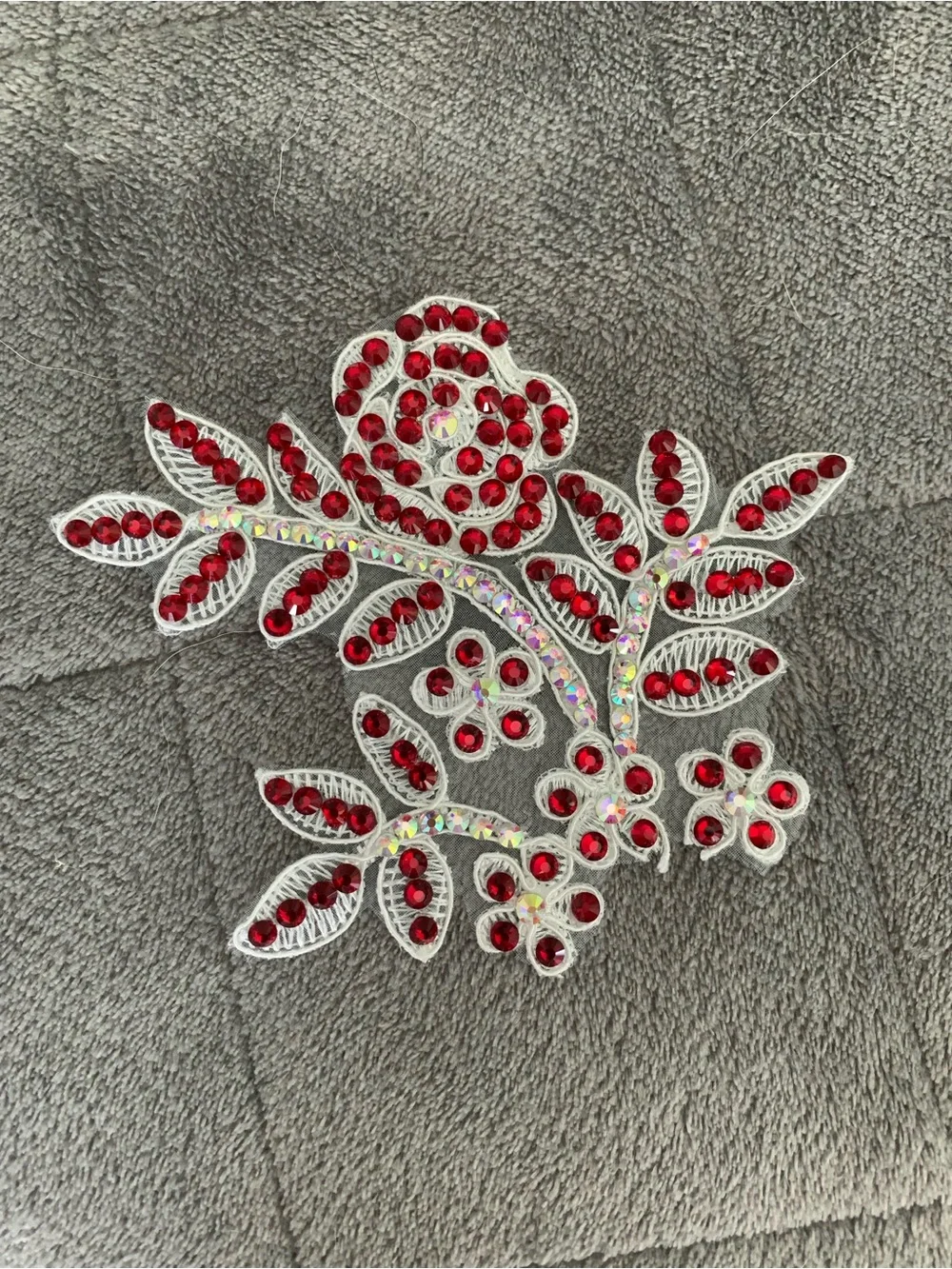 Child's Rhinestone Dance Costume White & Red Lyrical Contemporary Outfit, Size 8